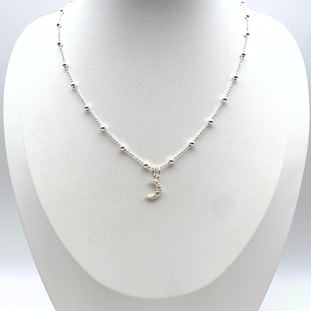 Collana Ciondolo Mezza Luna Bubble in Argento Silver