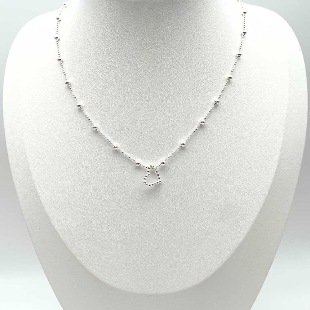 Collana Ciondolo Cuore Bubble in Argento Silver