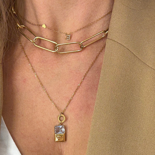 Collana Catena Minimal in Acciaio Gold