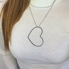 Collana Lunga in Acciaio Silver con Maxi Cuore Aperto