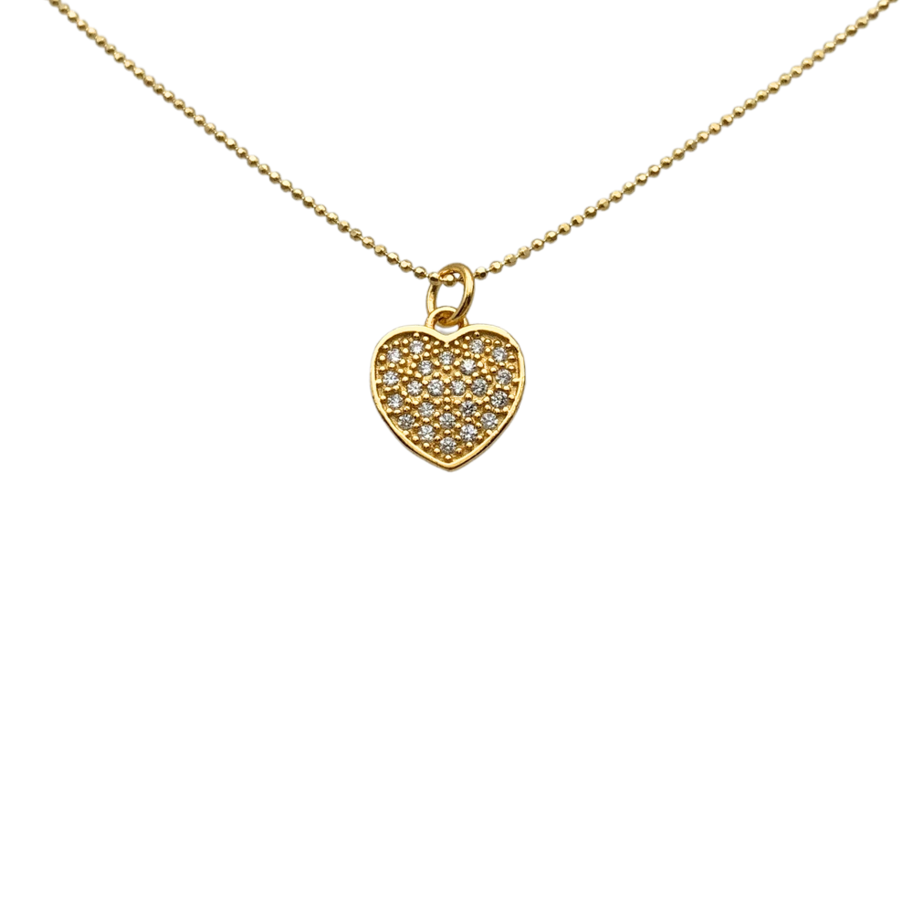 Collana Cuore con Zirconi Bianchi in Argento Gold