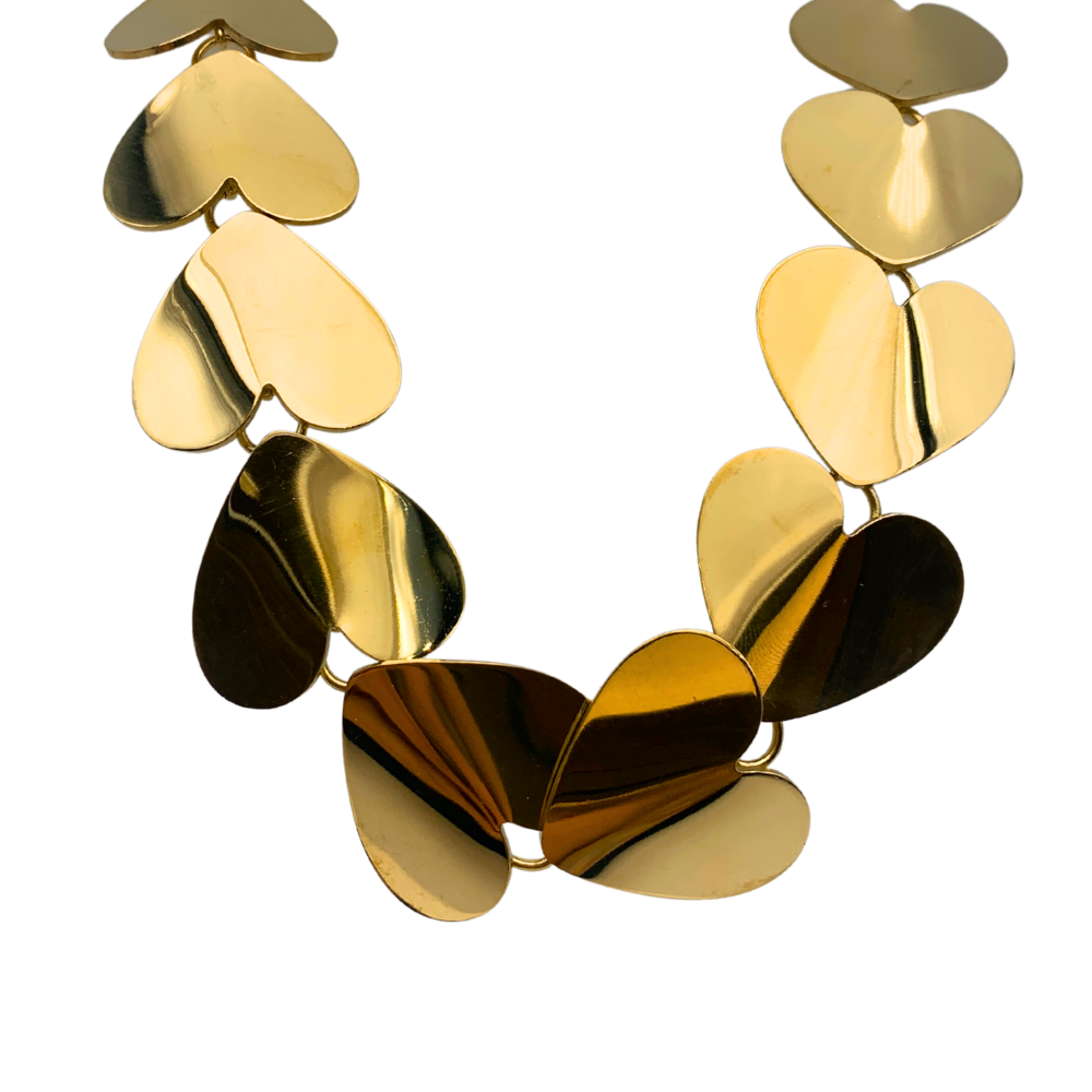 Collana di Cuori Big in Acciaio Gold