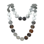 Silver Motion - Collana Lunga in Acciaio Silver con Medaglie Martellate