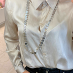 Silver Motion - Collana Lunga in Acciaio Silver con Medaglie Martellate