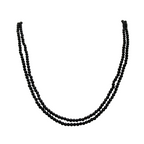 Collana Doppia Perline Nere in Acciaio Gold