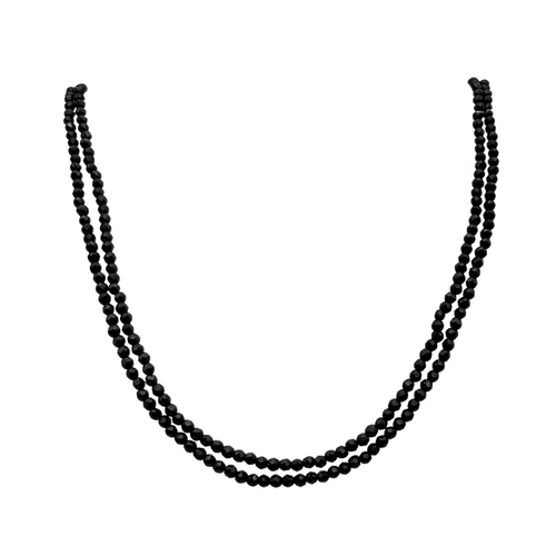 Collana Doppia Perline Nere in Acciaio Gold