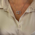 Intreccio di Luce - Collana Girocollo in Acciaio Silver con Doppio Anello