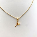 collana girocollo in argento gold con ciondolo a forma di drink con zircone bianco