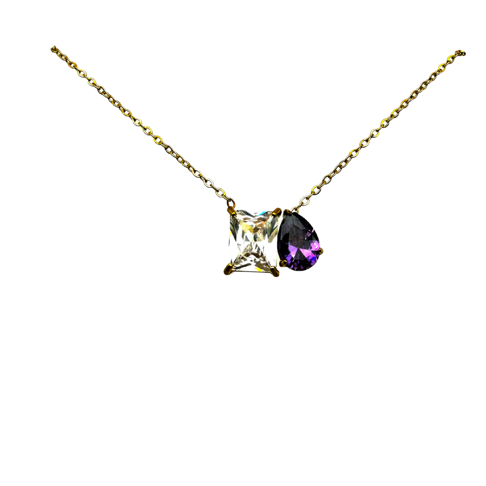 Collana Emily Viola in Acciaio Gold