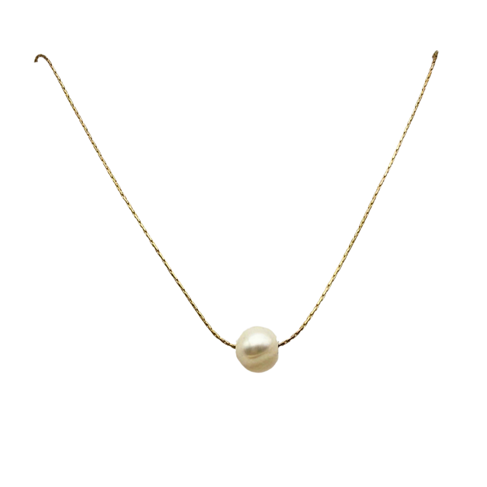 Collana Filo di Perla in Acciaio Gold