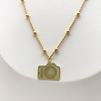 collana fotoricordo in argento gold con ciondolo a forma di macchina fotografica