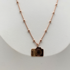 collana fotoricordo in argento rosè con ciondolo macchina fotografica