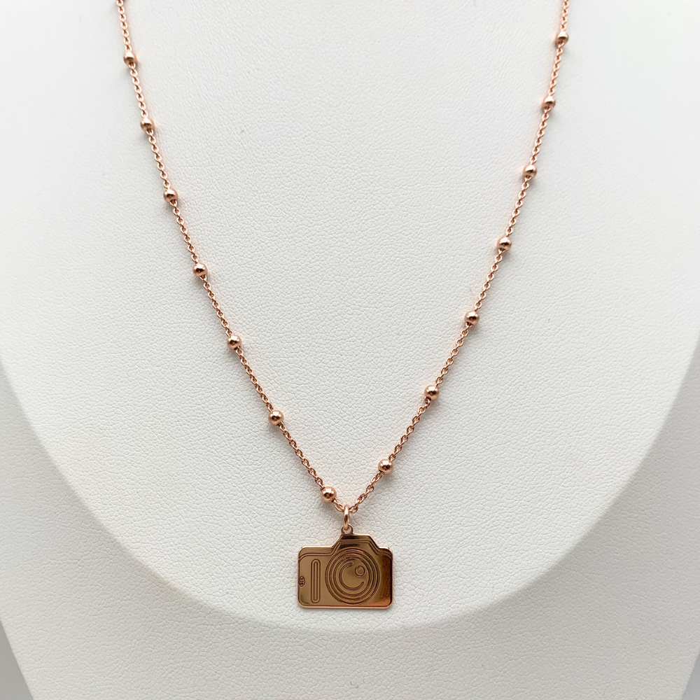 Collana Fotocamera in Argento Rosè