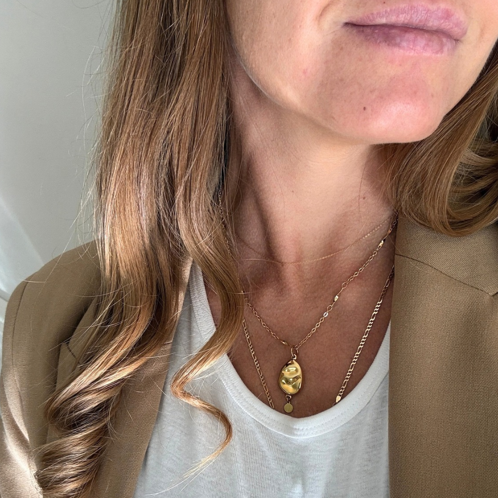Collana Sassolino Dorato in Acciaio Gold