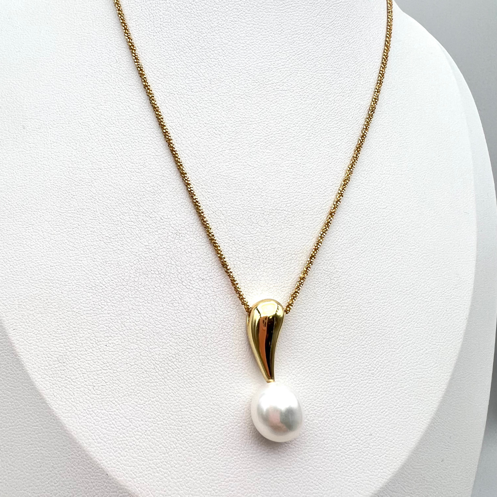 collana goccia di perla in argento gold