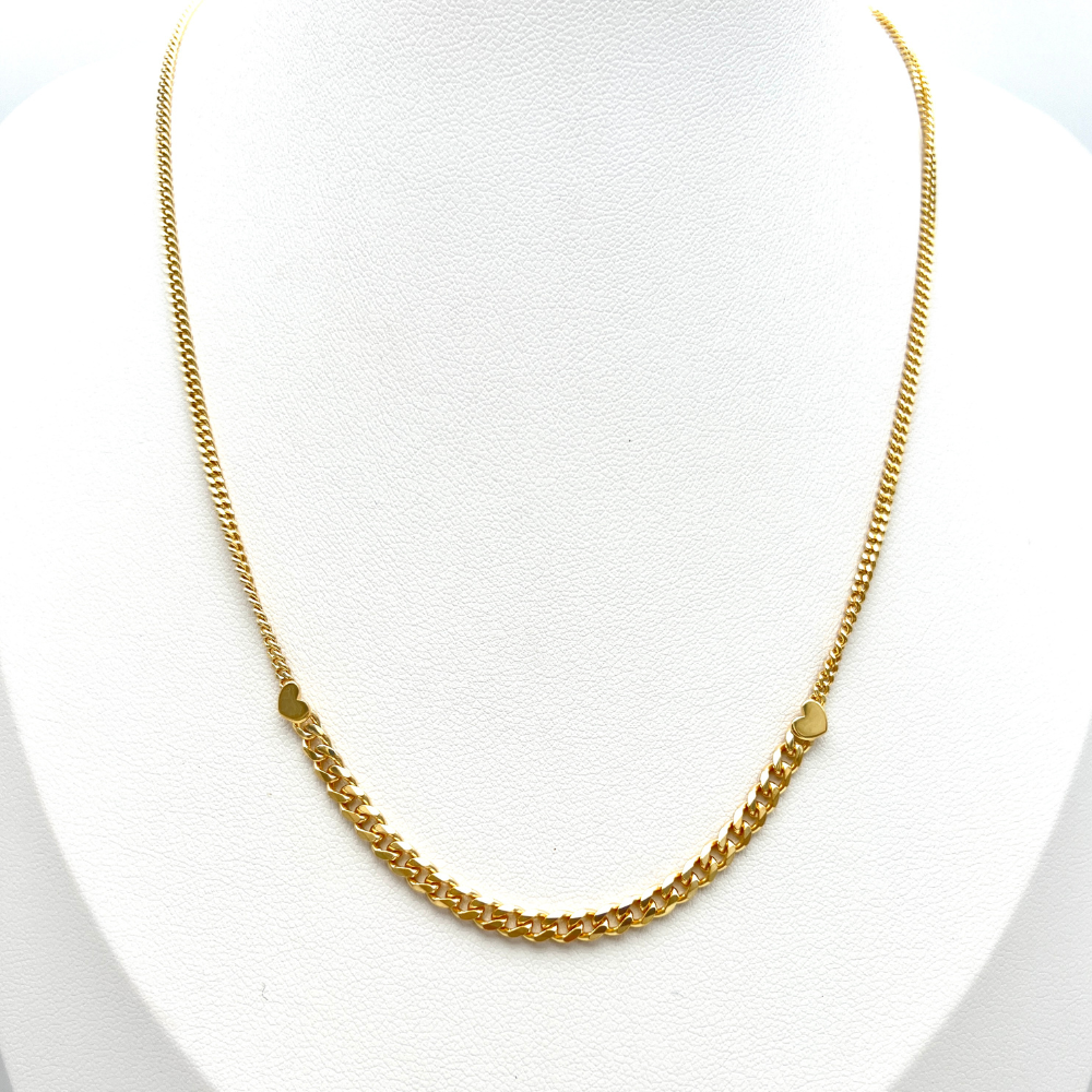 collana in argento gold con cuori
