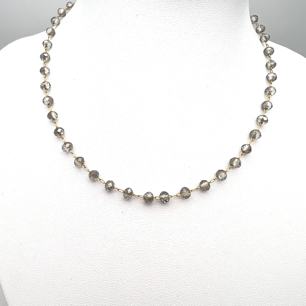 collana grigio swarosky in acciaio gold