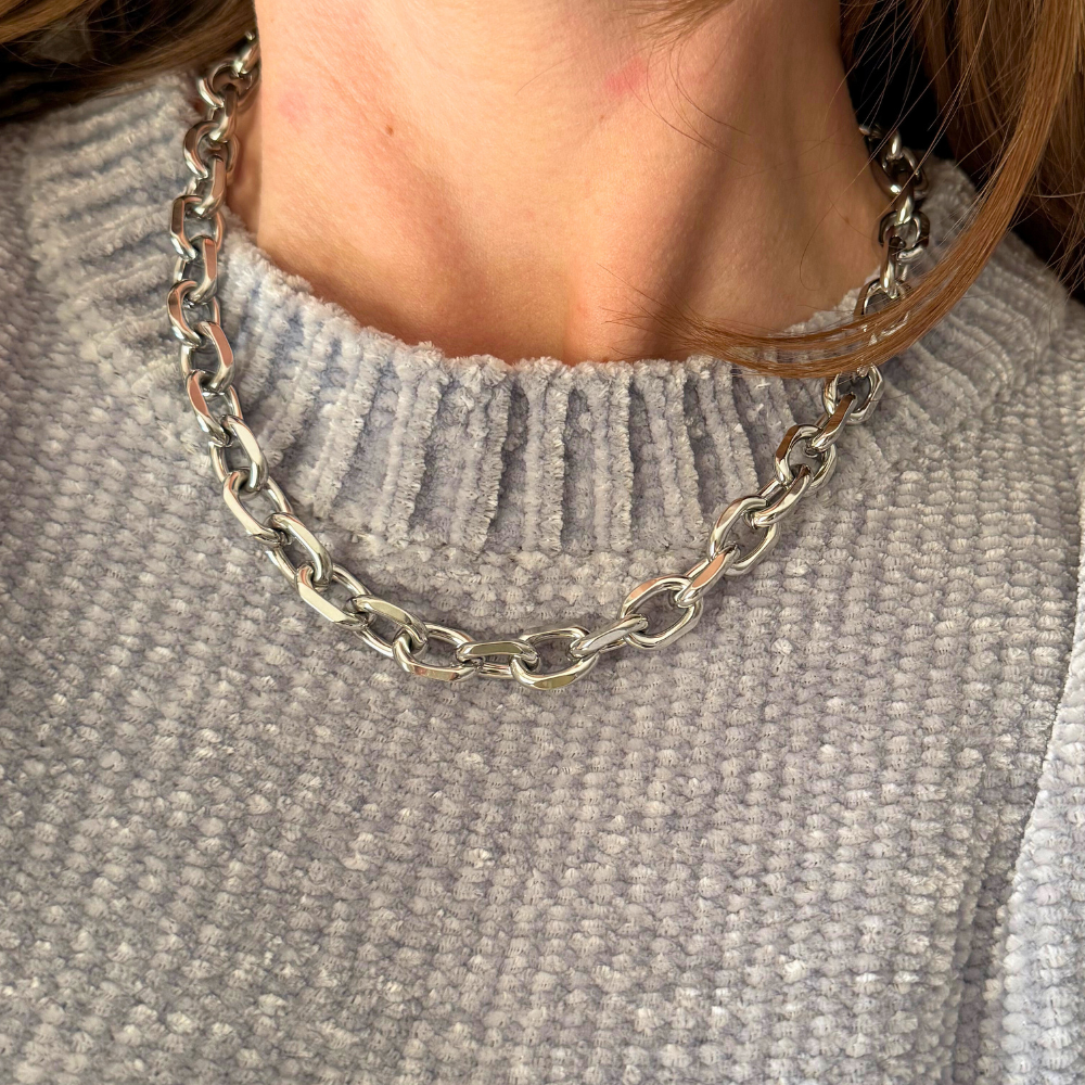 Collana Grumetta Big in Acciaio Silver