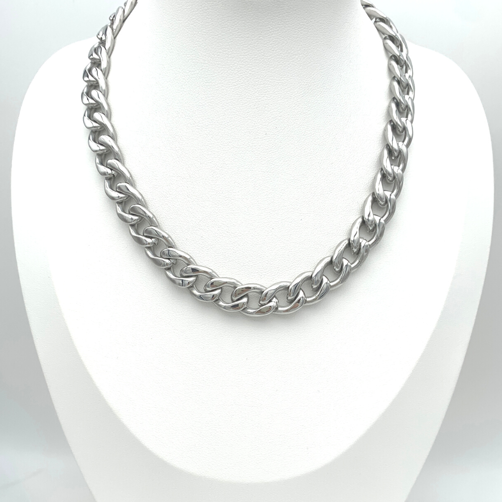 collana in acciaio silver girocollo grumetta