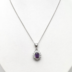 anello in argento 925 con ciondolo kate con zirconi bianchi e viola