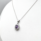 collana in argento 925 con ciondolo kate con zirconi bianchi e viola
