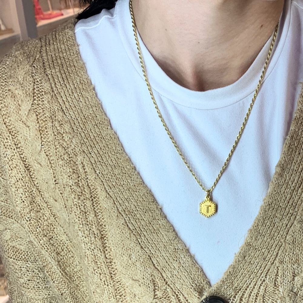 Collana Monogram Vintage in Acciaio Gold