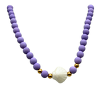 Collana Lilla e Conchiglia Bianca in Acciaio Gold