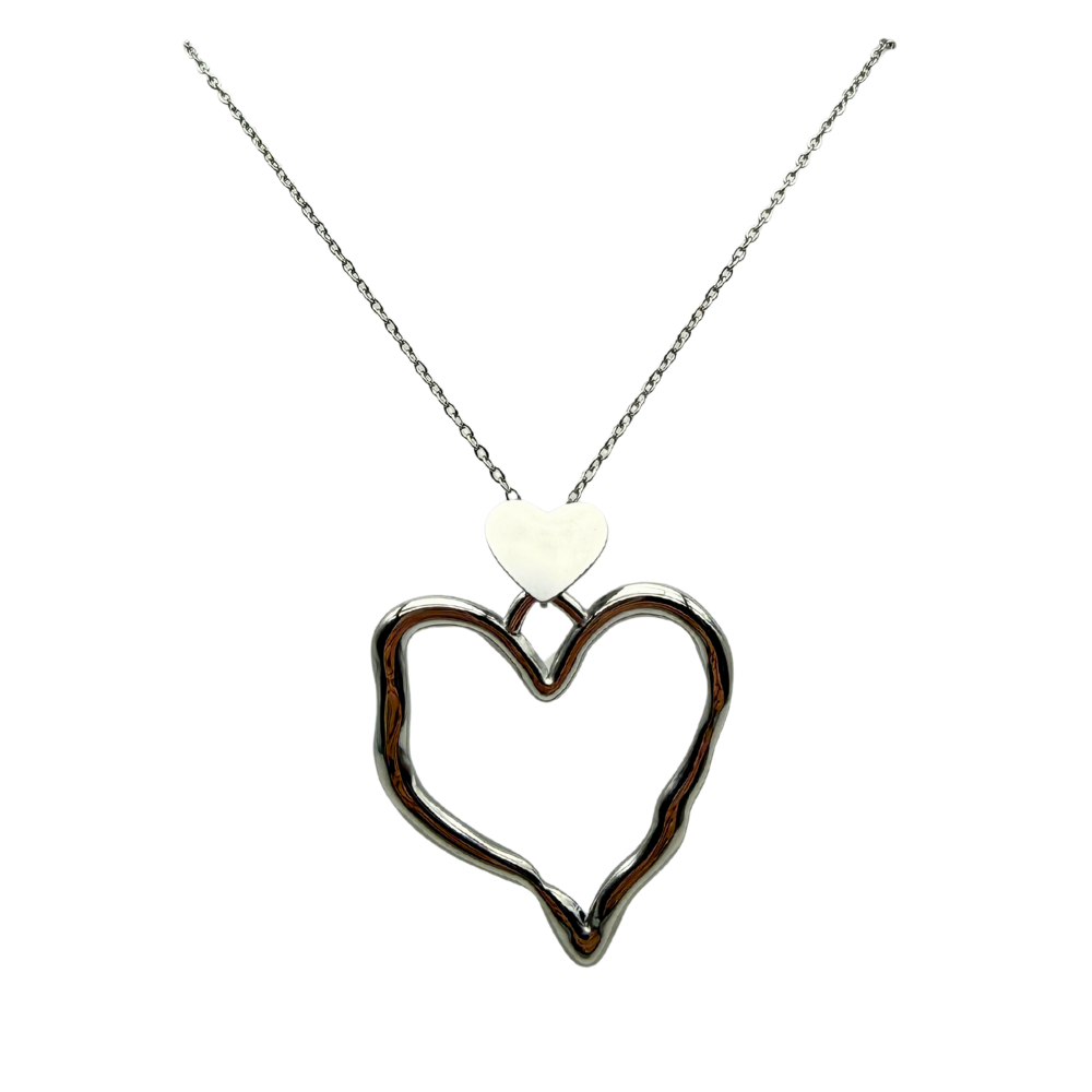 Collana Big Love con Strass in Acciaio Silver