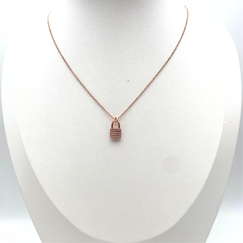 Collana Lucchetto in Argento Rosè