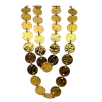 Gold Motion - Collana Lunga in Acciaio Gold con Medaglie Martellate