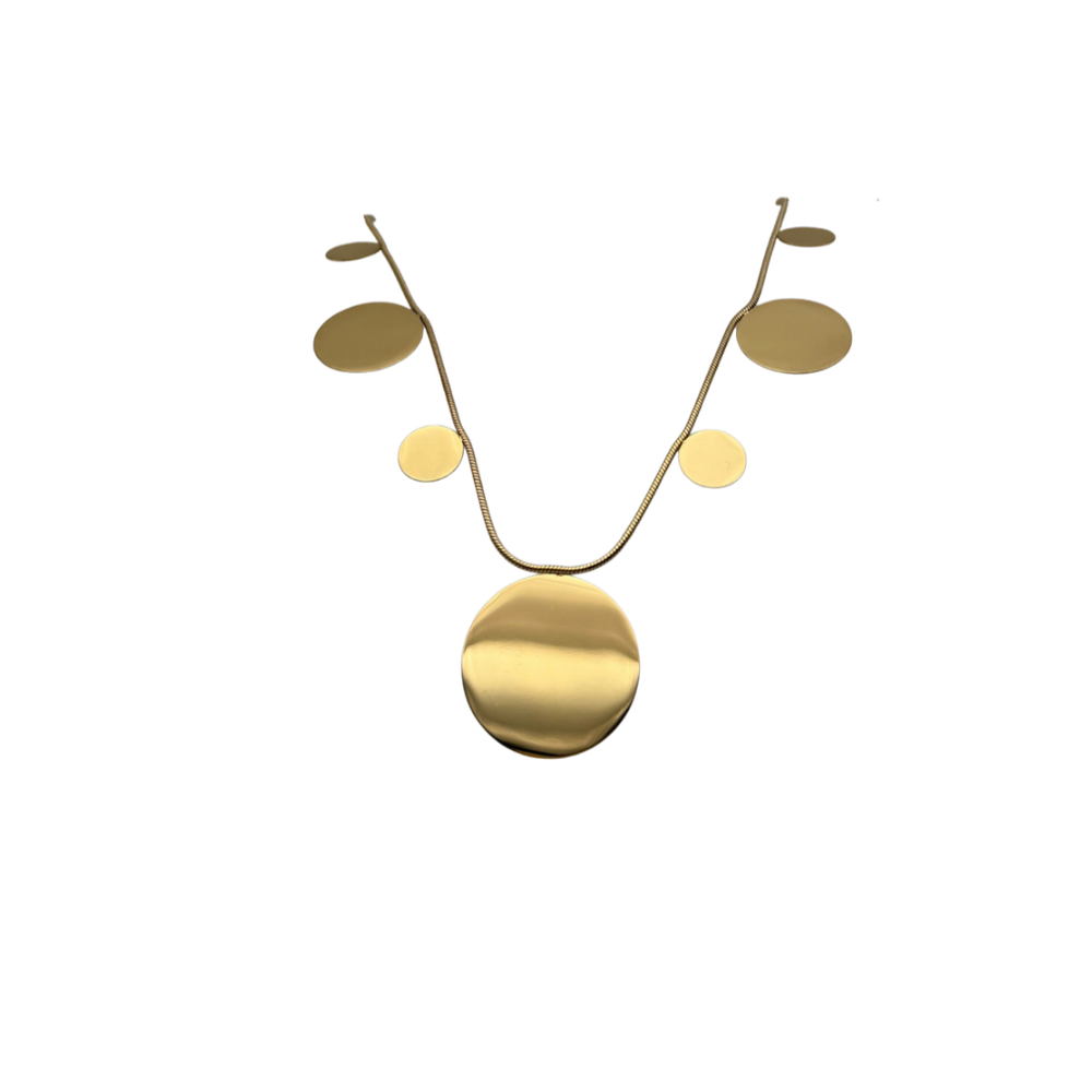 Collana Lunga Medaglie di Luce in Acciaio Gold