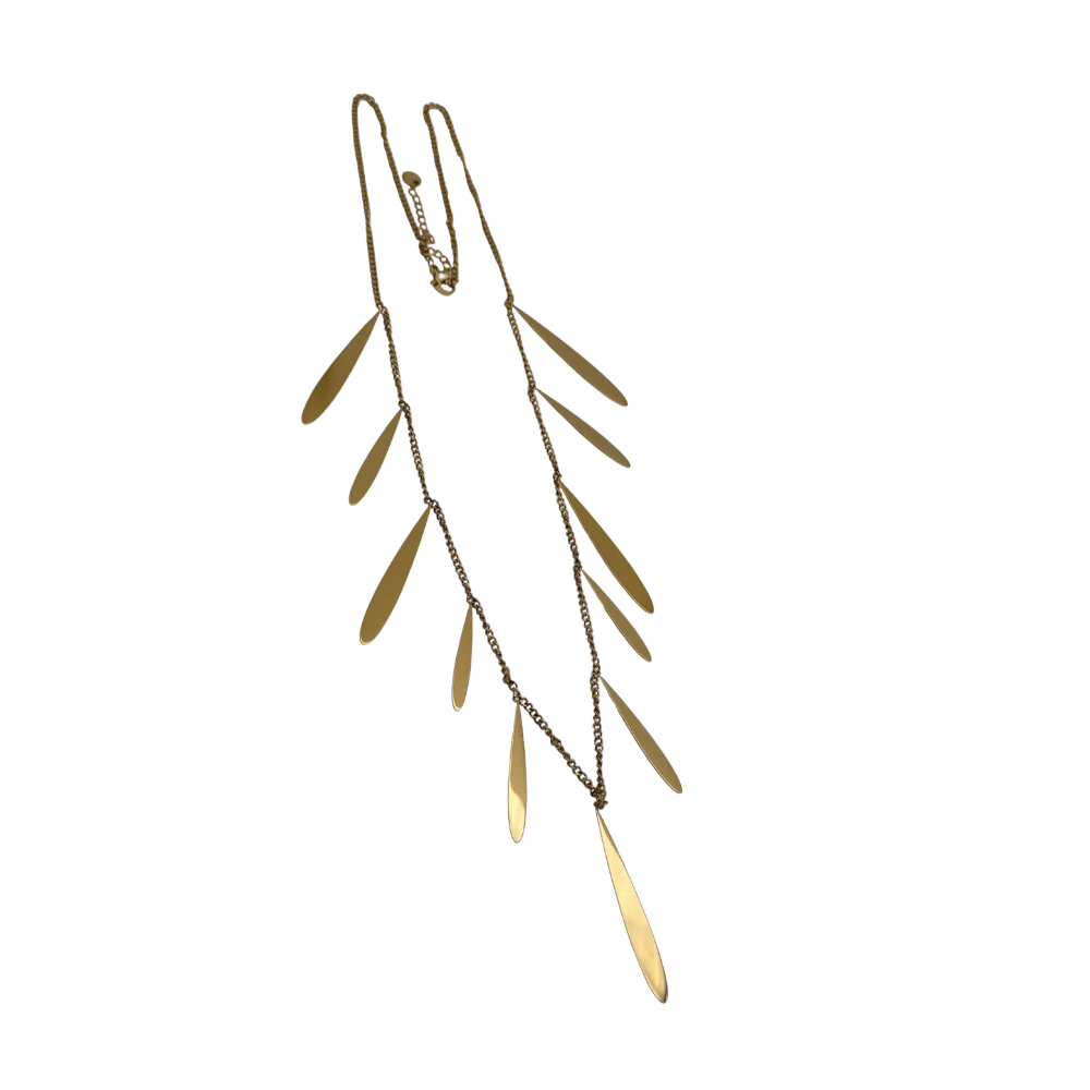 Collana Lunga Petali di Luce in Acciaio Gold