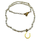 Collana Choker Ferro di Cavallo Micro Perle di Fiume in Acciaio Gold