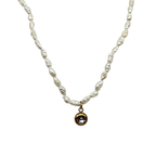 Collana Choker Zircone Micro Perle di Fiume in Acciaio Gold