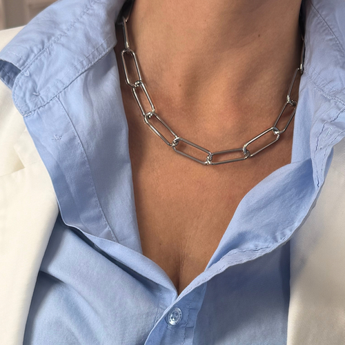 Collana Catena Minimal in Acciaio Silver