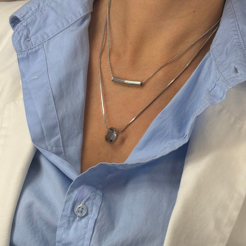 Collana Doppia Minimal Chic in Acciaio Silver
