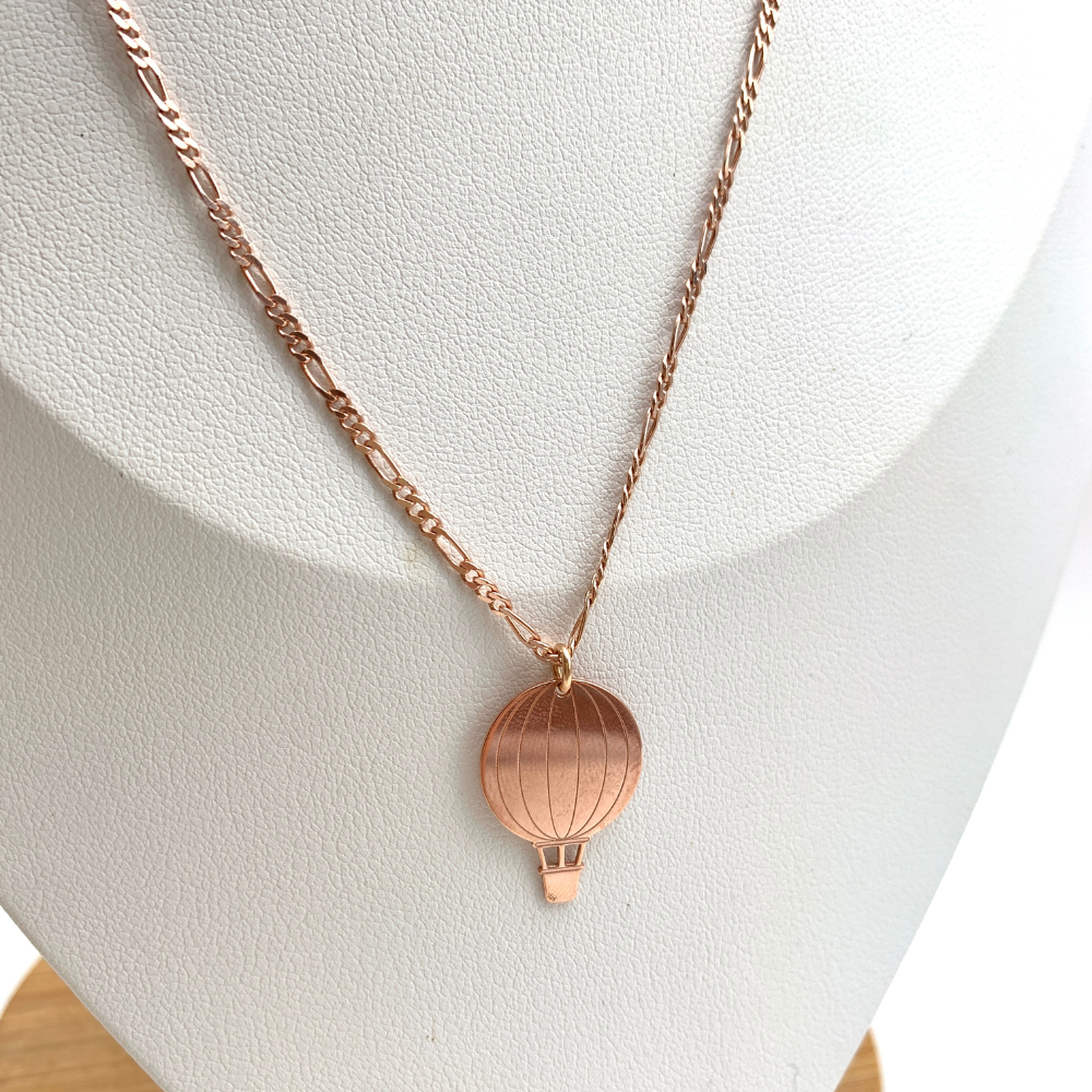 collana mongolfiera in argento 925 placcata oro rosa grumetta