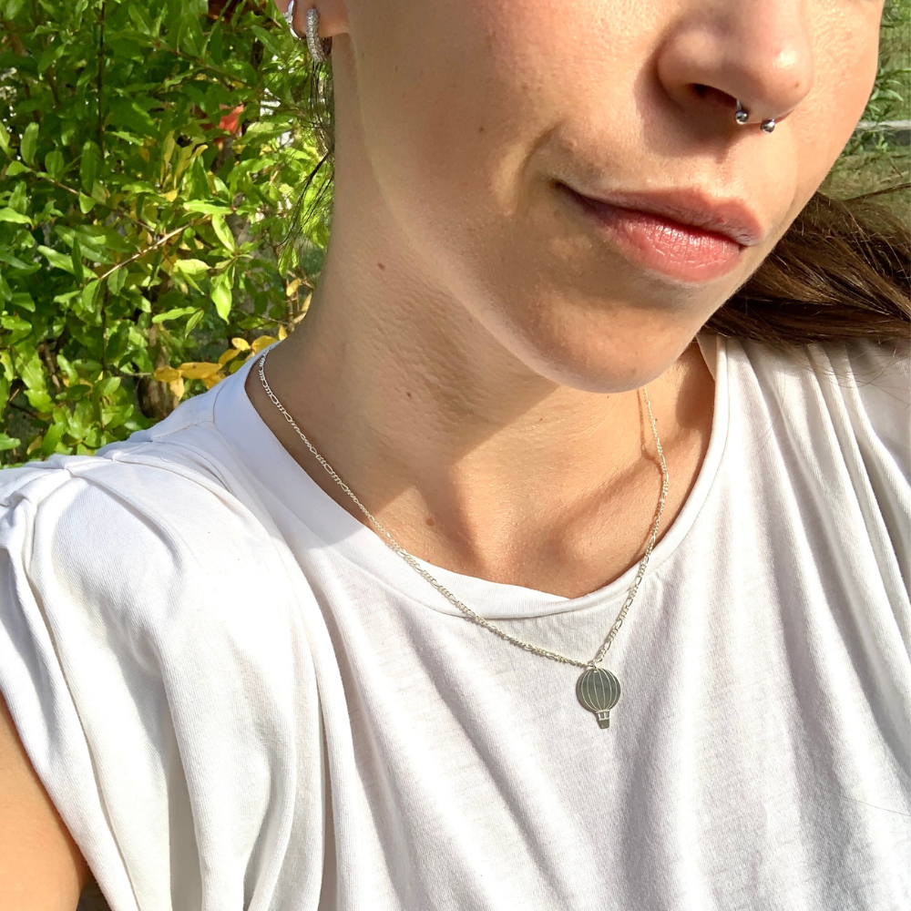 collana grumetta in argento 925 con ciondolo mongolfiera
