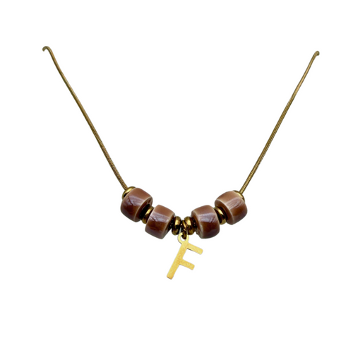 Collana Moka Letter in Acciaio Gold