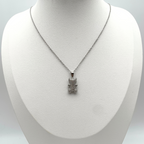 collana in acciaio silver con ciondolo a forma di orsetto con zirconi bianchi