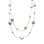 Collana di Perle a Doppio Giro in Acciaio Gold