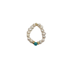 Anello Oceano con Perle di Fiume e Pietra Azzurra in Argento Gold - WJ Gioielli