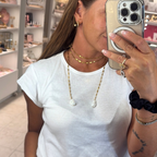 Collana Lunga Pendol in Perle in Acciaio Gold