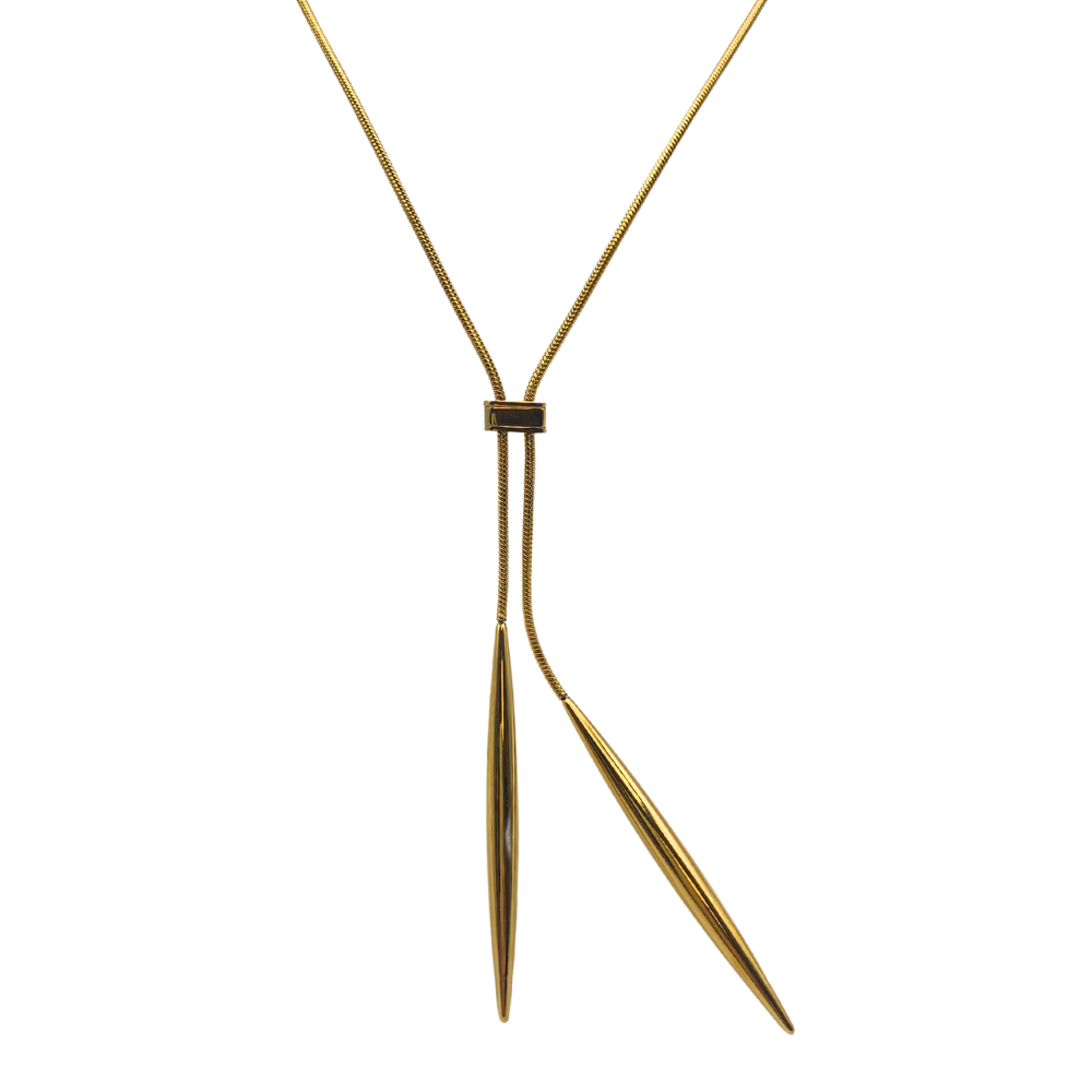 Collana Pendol Due Punte Acciaio Gold