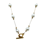 Collana Perle T-Bar in Acciaio Gold