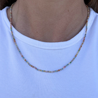 Collana Perline e Rondelle Multicolor in Acciaio Gold