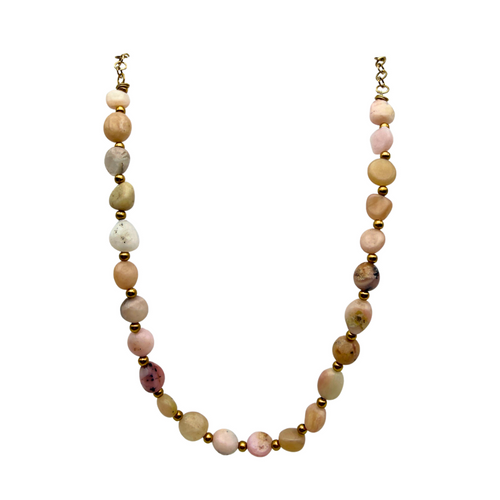 Collana Chain Pietra di Luna in Acciaio Gold