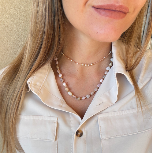 Collana Chain Pietra di Luna in Acciaio Gold