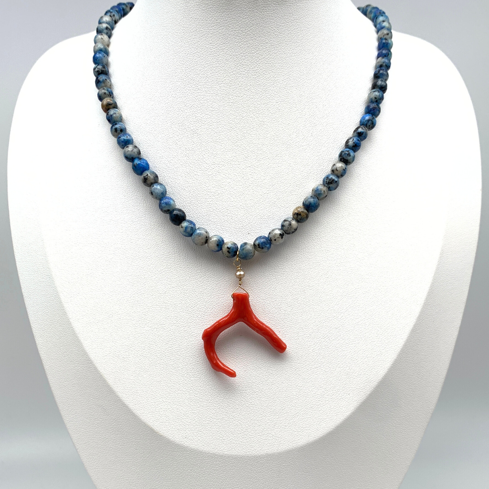 Collana Pietre Dure e Corallo in Argento Gold