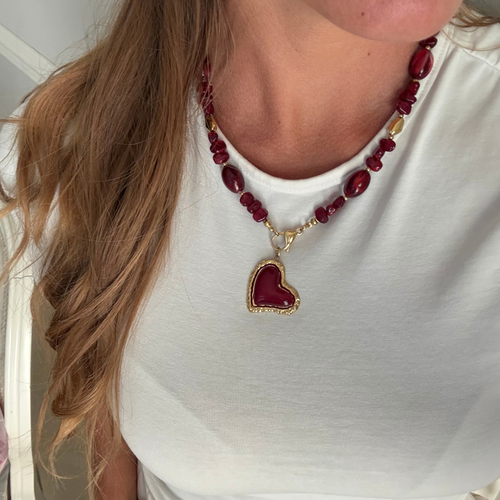 Collana Red Sweet Heart in Acciaio Gold
